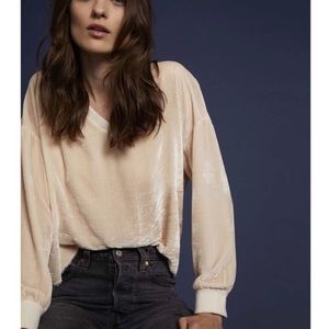 NATION LTD Nadira Velvet Sweater Crop Shirt - Small